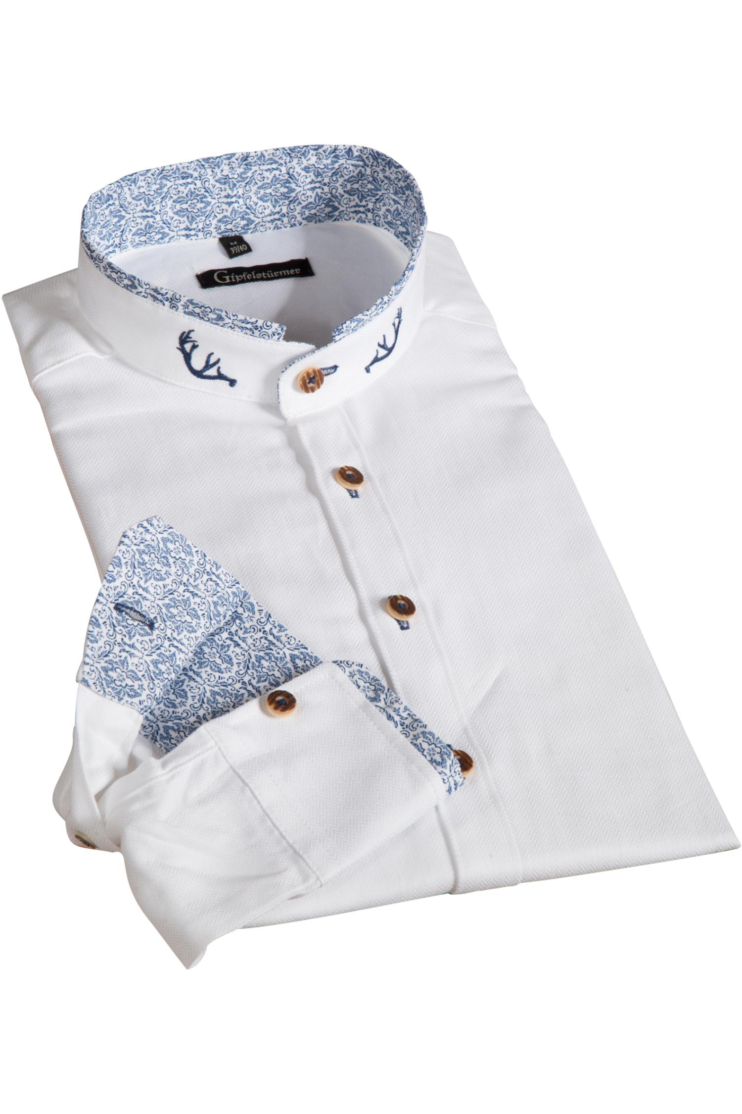 Trachtenhemd in weiß mit blauen Details